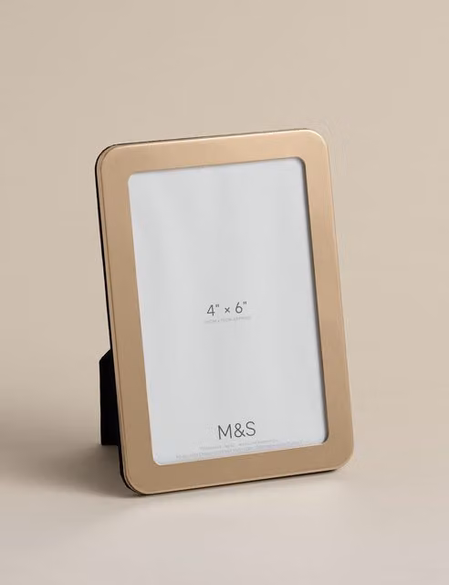 M&S Minimalist Single Rectangular Metal Tabletop Photo Frame in Gold or Bronze, 10.16 x 15.24 cm