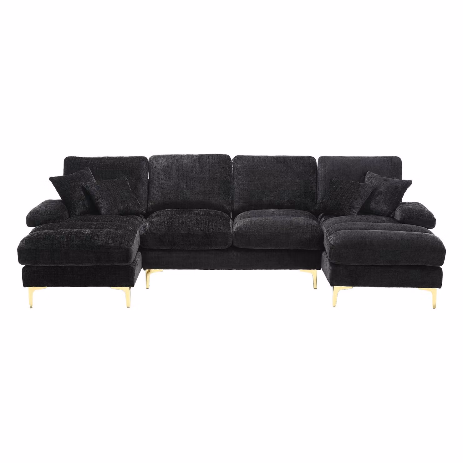 Aosom UK Elegant U-Shaped Modular Sectional Sofa in Black with Scatter Cushions, W: 272 cm, D: 136 cm, H: 88 cm – 2
