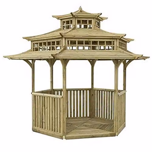 Rowlinsons Oriental Pagoda Garden Structure in Brown, W: 402.5 cm, D: 329 cm, H: 332 cm – 4