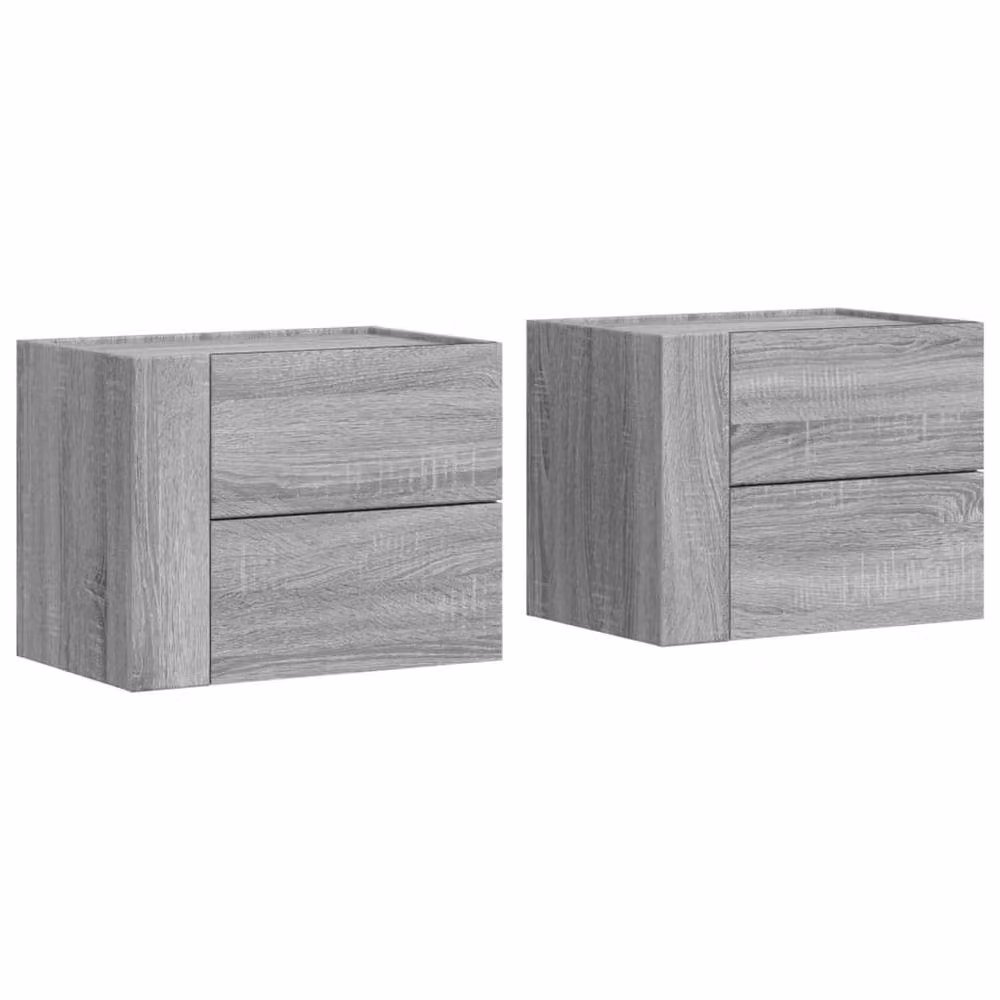 Berkfield Home Set of 2 Wall-mounted Bedside Cabinets in Grey Sonoma, W/D/H: 45 x 30 x 35 cm – 2