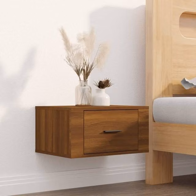 Berkfield Home Elegant Wall-mounted Bedside Cabinets, 2 Pieces, Brown Oak, W: 50 cm, D: 36 cm, H: 25 cm – 1