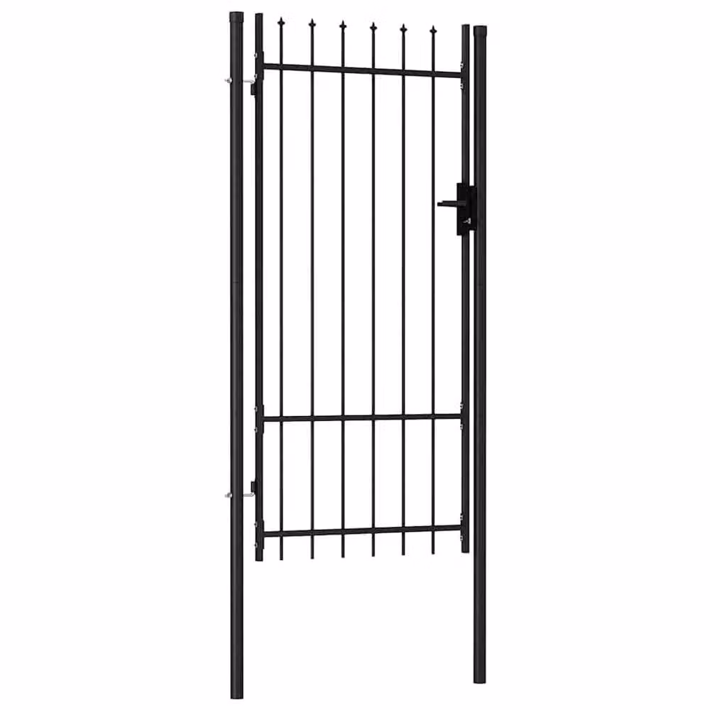Berkfield Home Durable Steel Single Door Fence Gate with Spike Top, Black, W: 100 cm, H: 200 cm – 3
