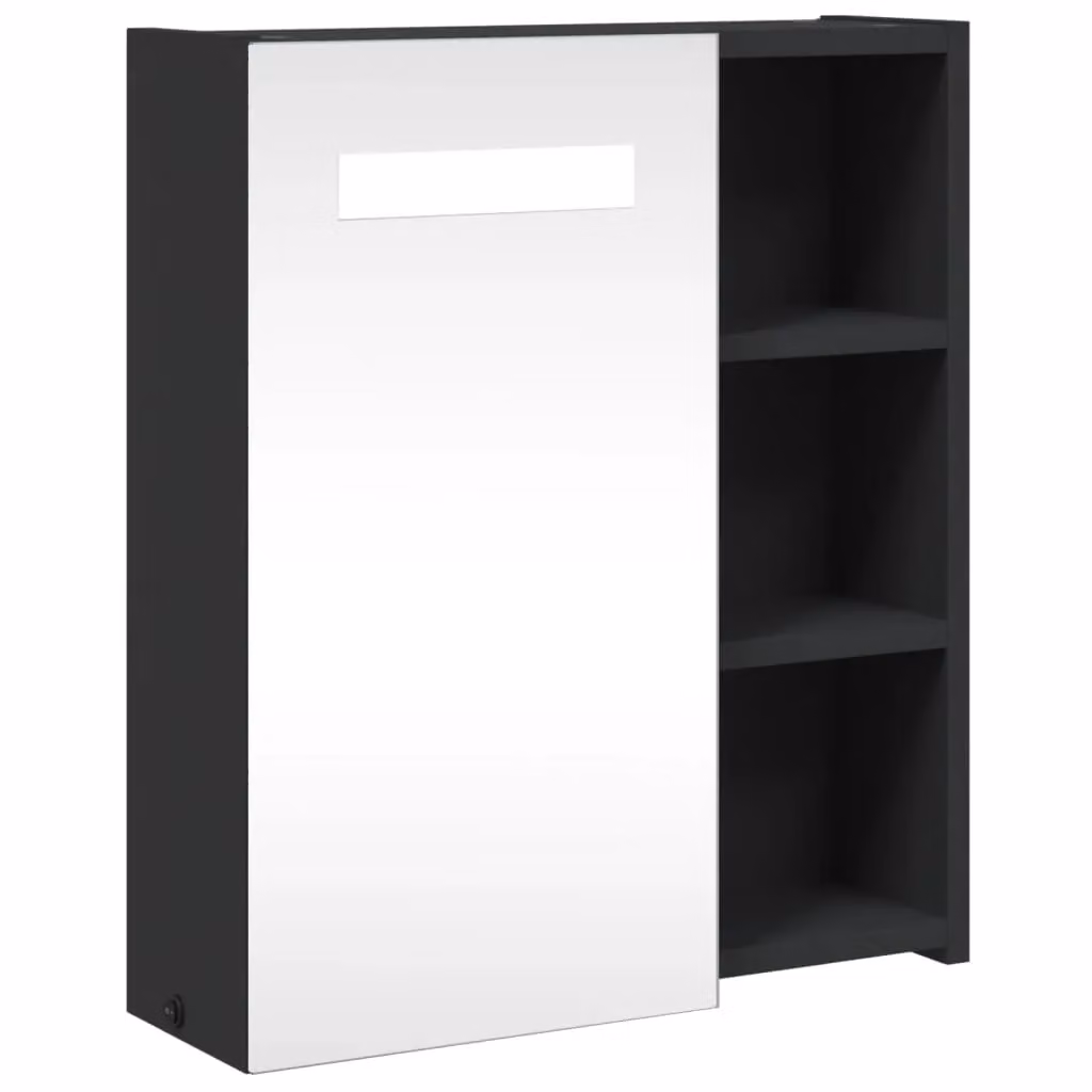 Berkfield Home Black Bathroom Mirror Cabinet with LED Light, W/D/H: 45 x 13 x 52 cm – 2