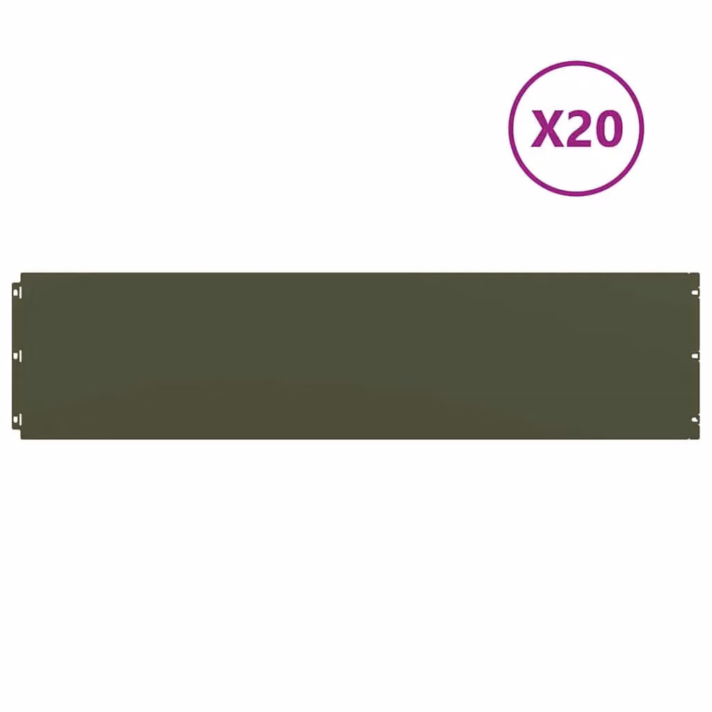 Berkfield Home Lawn Edgings, 20 Pieces, Olive Green, Cold-rolled Steel, H x W: 103 x 25 cm – 2