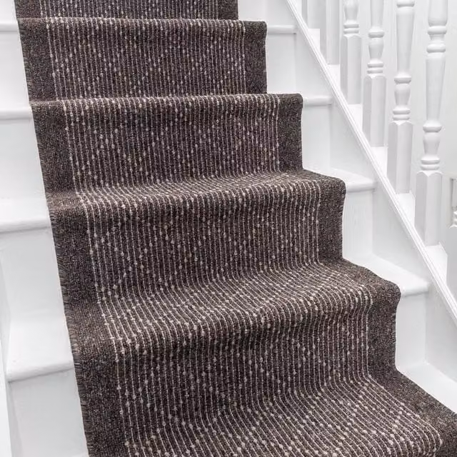 runrug Boulevard Stair Runner Carpet, Non-Slip, Brown, W: 80 cm, L: 540 cm