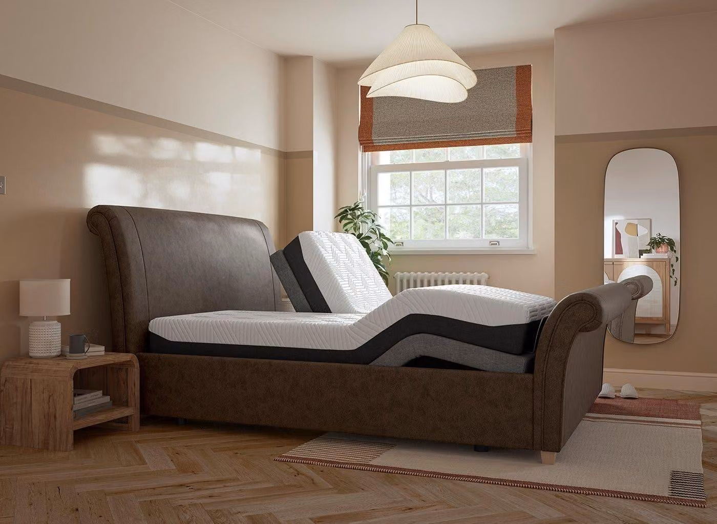 Dreams Delaware Sleepmotion Motorised Adjustable Upholstered Bed Frame in Brown