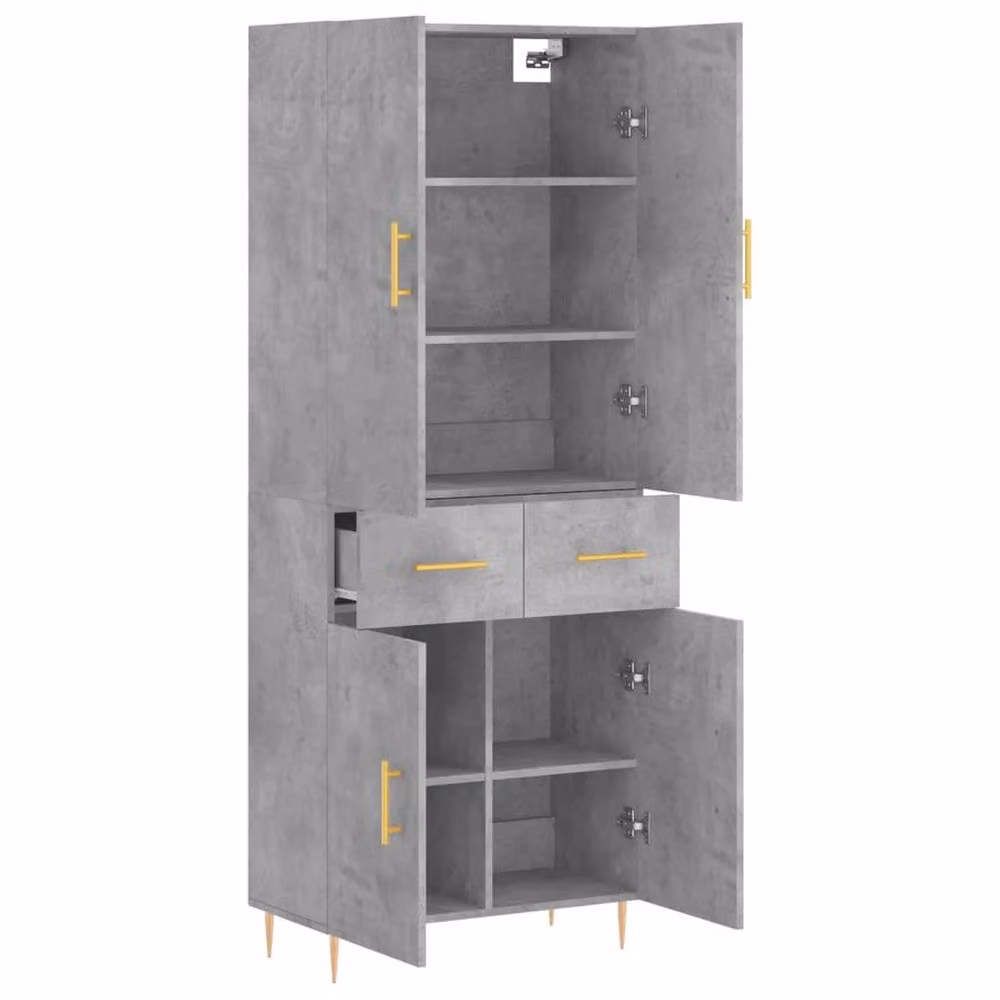 Berkfield Home Highboard in Concrete Grey, W/D/H: 69.5 x 34 x 180 cm – 3