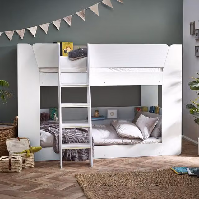 Julian Bowen Parsec Modern Two-Level Childrens Bunk Bed in White and Beige