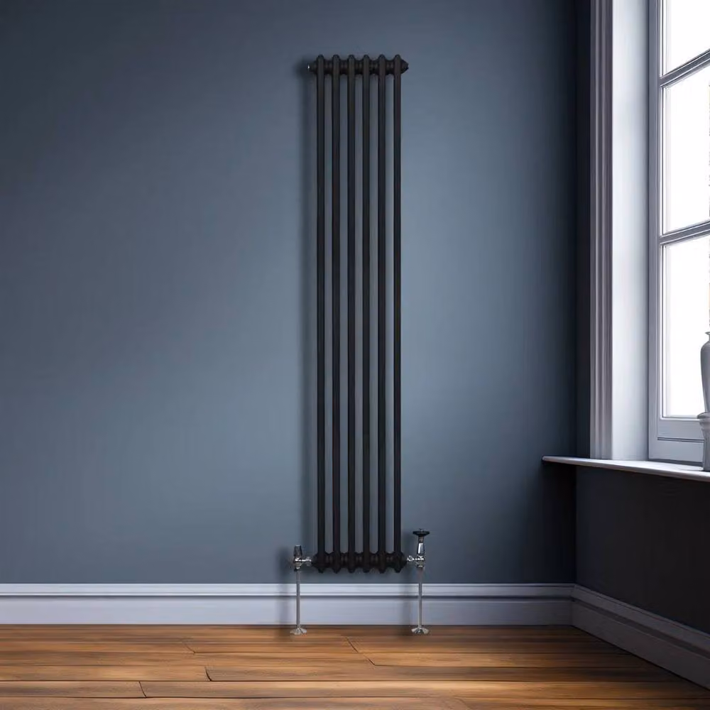 Monstershop Traditional 2 Column Steel Radiator, Black, H 180 cm x W 29.2 cm x D 7 cm – 4