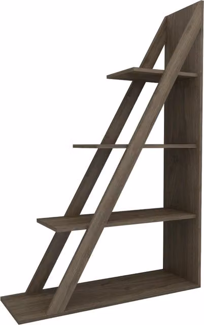 Destina Home Amando Ladder Bookcase in Brown Walnut