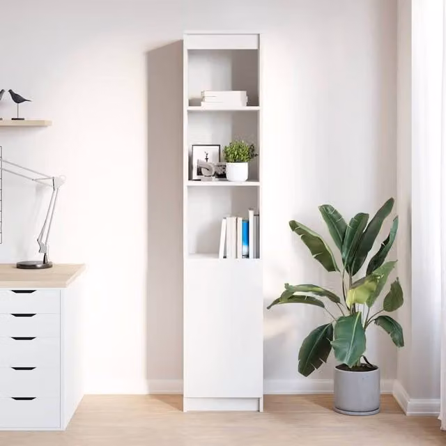Berkfield Home White Highboard with Internal Shelves and Hinged Doors, W/D/H: 37.5 x 35 x 180 cm