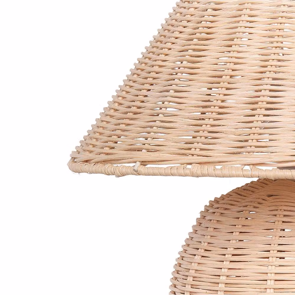 Wyld and Coco Boho Rattan Table Lamp in Brown and Beige, H 31 x W 30 x D 30 cm – 3