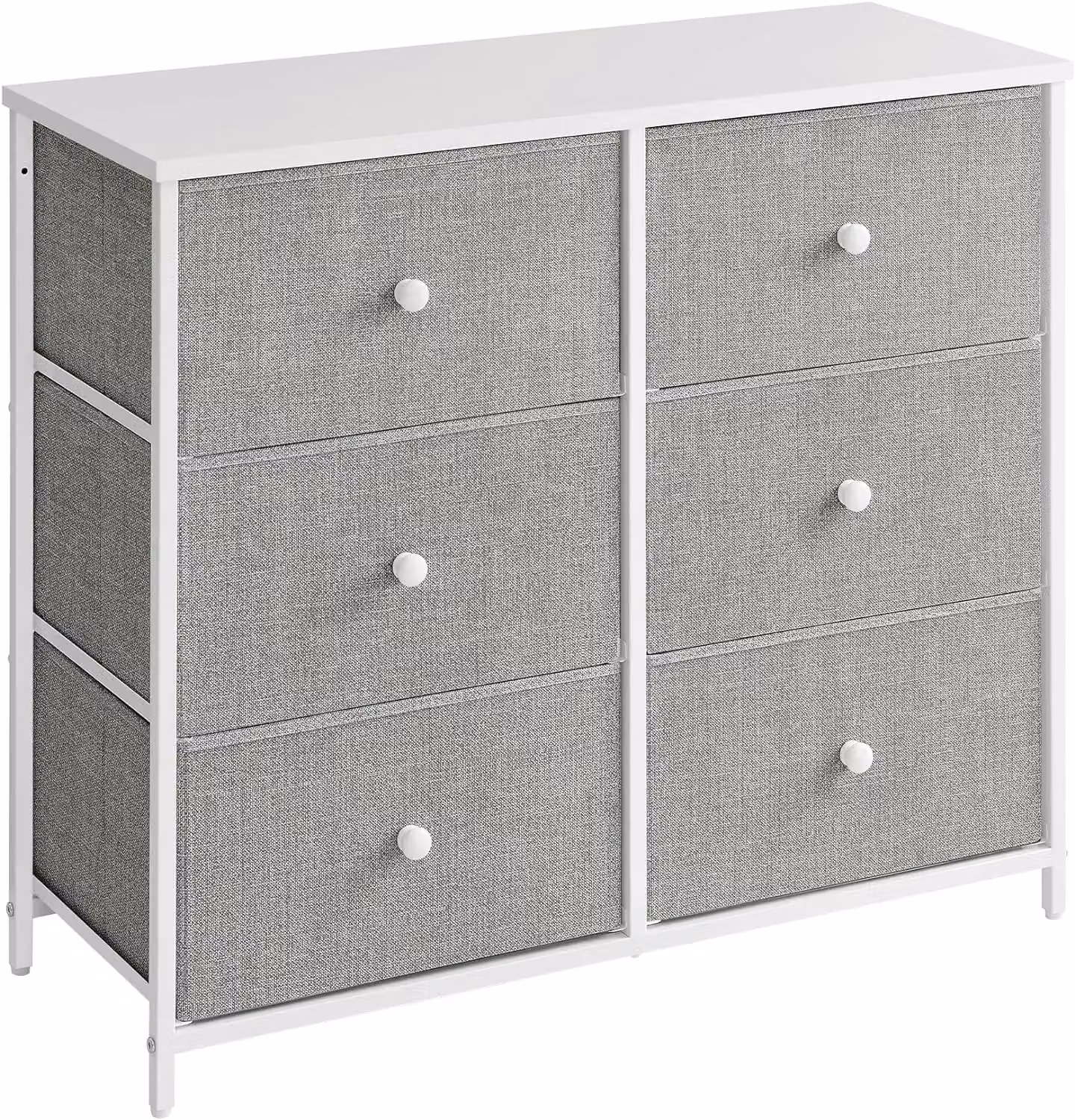 SONGMICS Medium Chest of Drawers with 6 Fabric Drawers and Metal Frame in Light Grey – 3