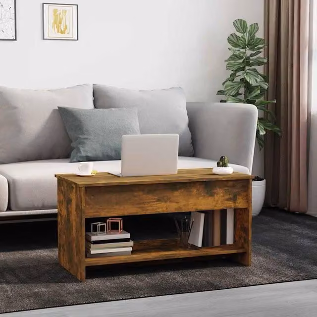 Berkfield Home Modern Coffee Table in Smoked Oak Brown, W/D/H: 102 x 50 x 52.5 cm