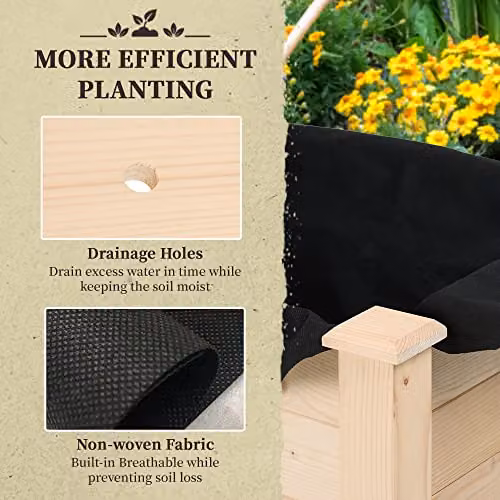 Outsunny Wooden Raised Bed for Herb and Ornamental Gardens, Brown, W: 46 cm, D: 59 cm, H: 76 cm – 5