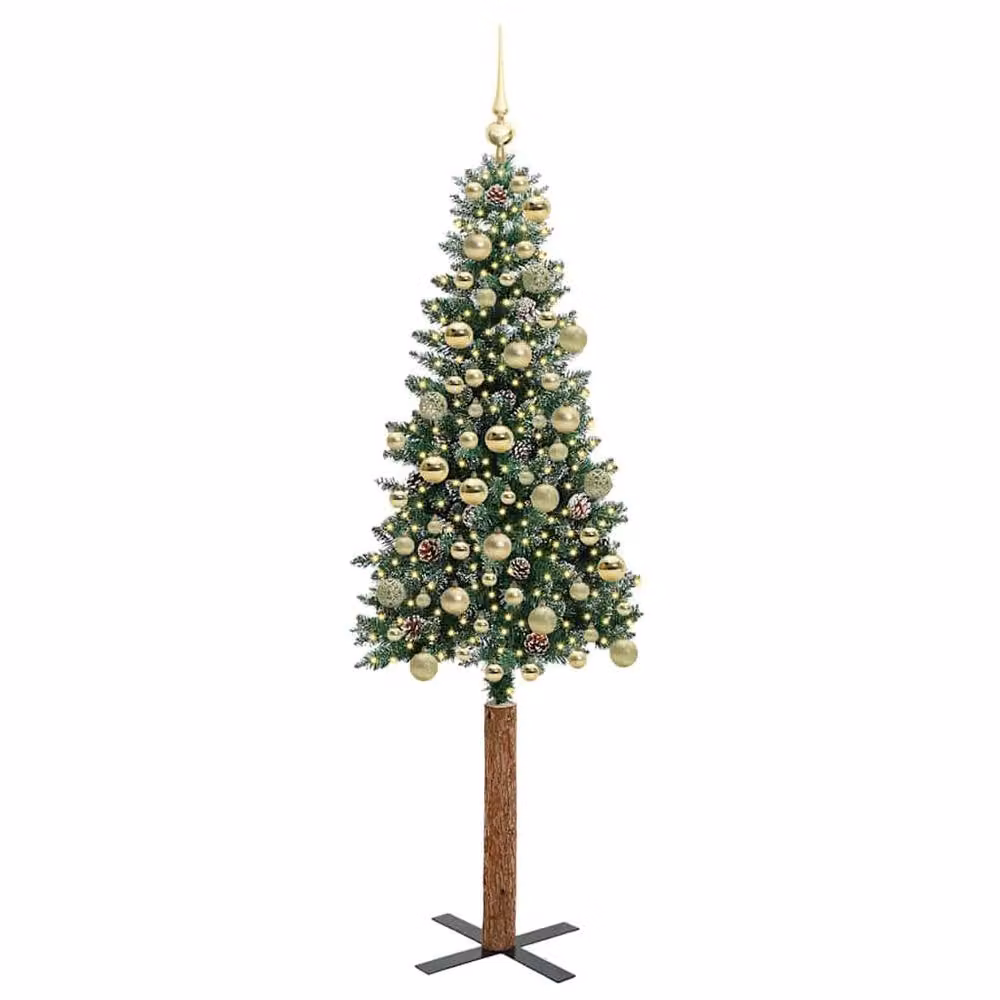Berkfield Home Slim Christmas Tree with 300 LEDs in Green and White, Height: 180 cm – 2
