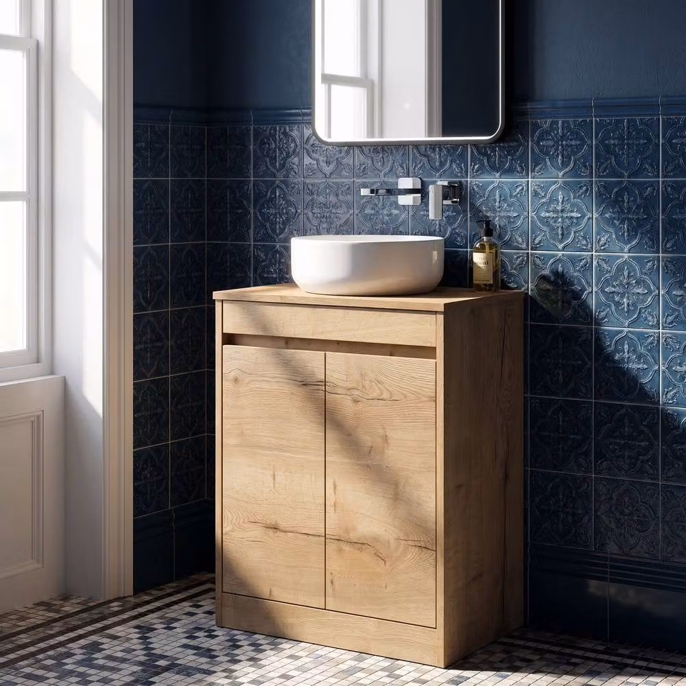 Balterley 2 Door Freestanding Bathroom Vanity Unit with Worktop, Autumn Oak Brown, W/D/H: 60 x 39.5 x 83.5 cm – 2