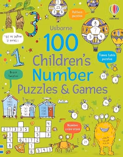 Usborne 100 Children's Number Puzzles and Games Multicolour Paper Book
