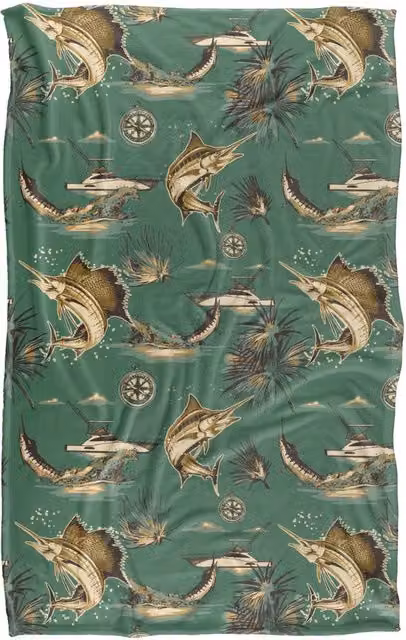JQ Licensing Billfish Tiki Fishing Pattern Super Soft Fleece Throw Blanket, Multicolour, W/D/H: 91 x 147 x 1 cm – 5