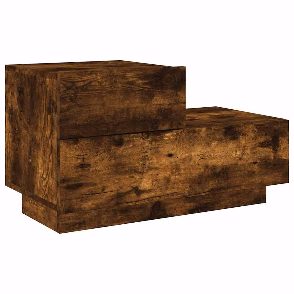 Berkfield Home Bedside Cabinet with Integrated LED Lights in Smoked Oak Brown, W/D/H: 70 x 36 x 40.5 cm – 5