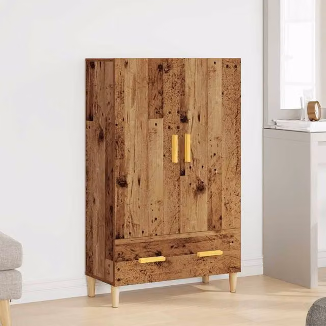 Berkfield Home Old Wood Highboard in Brown, W/D/H: 70 x 31 x 115 cm
