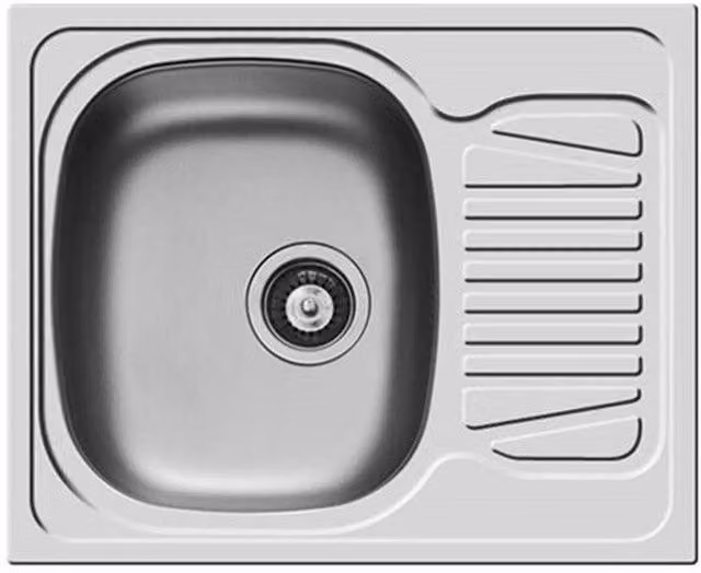 Balterley Reversible 1 Bowl Stainless Steel Kitchen Sink, Silver, W: 62 cm, D: 50 cm