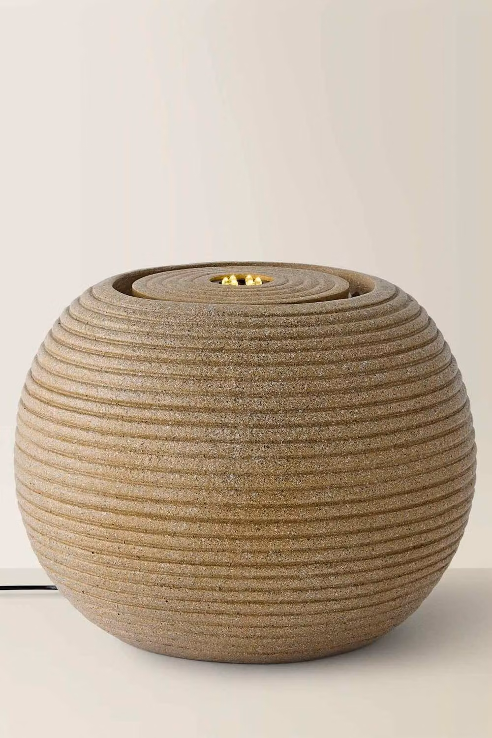 ValueLights Solar Powered Round Ribbed Outdoor Garden Water Fountain in Sand, W/D/H: 31 x 31 x 25 cm – 2
