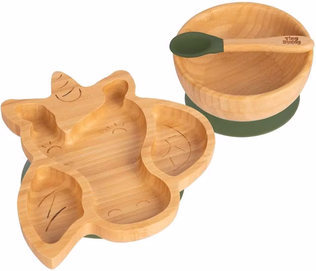 Tiny Dining Green Bamboo and Silicone Baby Dinner Set