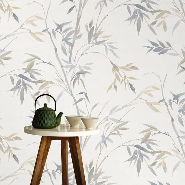 Erismann White Botanical Floral Vinyl Wallpaper with Pre-pasted Botanical Design