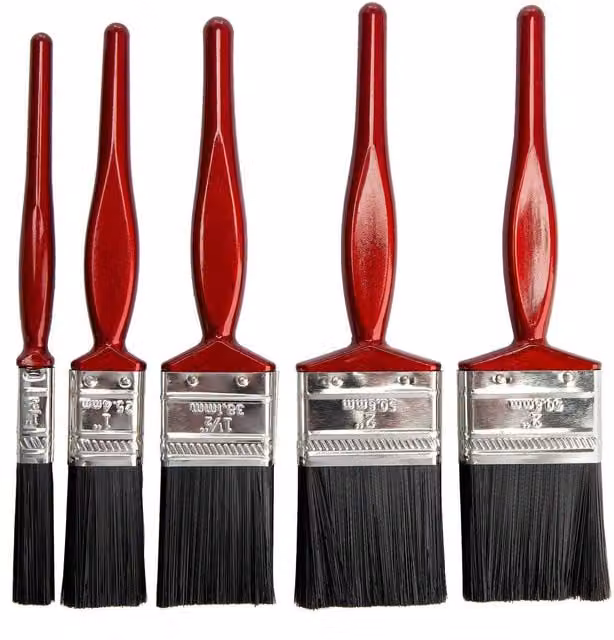 Lynwood Synthetic Polyester Paint Brush Set, Pack of 5, Red, Silver and Black