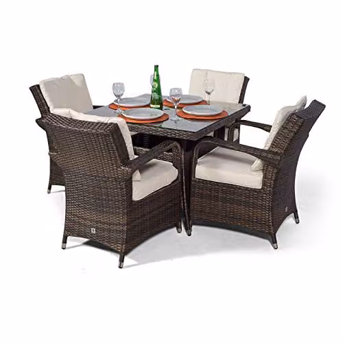 Thats Furniture Arizona 4 Seater Rattan Garden Dining Set in Brown and Grey, W/D/H: 90 x 90 x 90 cm – 4