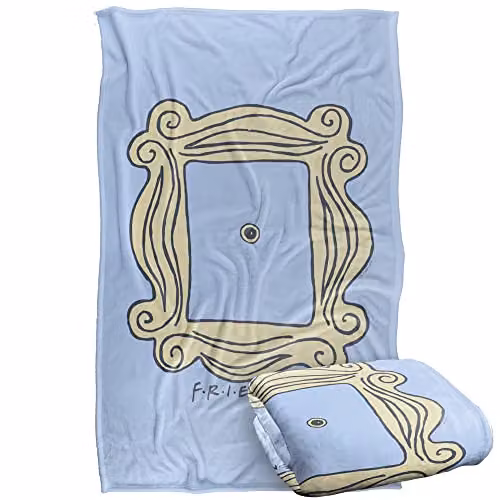 Warner Bros. Friends The Gold Frame Super Soft Silky Touch Fleece Throw Blanket, Multicolour, W: 91 cm, D: 147 cm