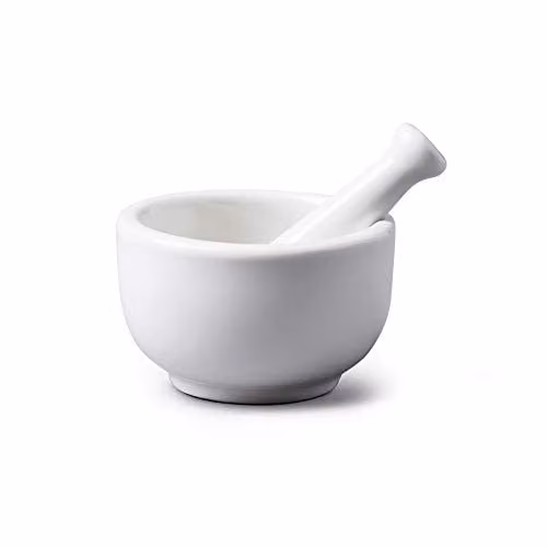 WM Bartleet & Sons Porcelain Mortar and Pestle Set, White, Diameter: 7 cm