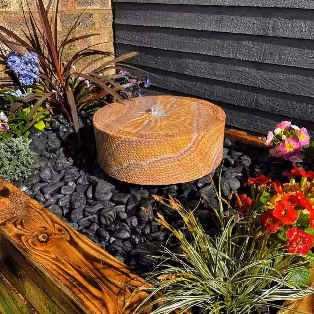 Tranquillity Water Features Sandstone Millstone Spring Stone Water Feature, Grey, Diameter: 38 cm