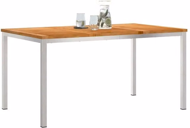 Berkfield Home Extendable Outdoor Dining Table in Brown Solid Teak Wood, W/D/H: 150 x 90 x 75 cm – 1