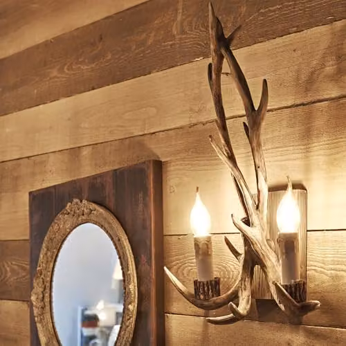 Netlighting Chalet 2 Light Indoor Wall Light in Brown and Beige with E14 Base – 2