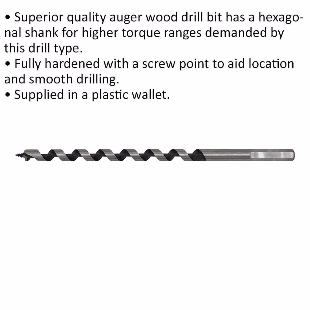 Loops Silver Hardened Auger Wood Drill Bit with Hexagonal Shank, Diameter: 10 mm, Length: 235 mm – 2