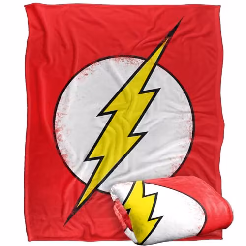 LOGOVISION The Flash Distressed Silky Touch Super Soft Fleece Throw Blanket, Multicolour, W: 152.4 cm x L: 152.4 cm