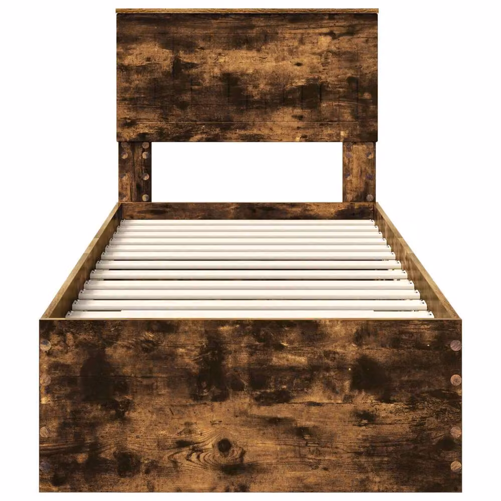 Berkfield Home Modern Bed Frame in Smoked Oak and Silver, W: 75 cm x L: 190 cm – 3