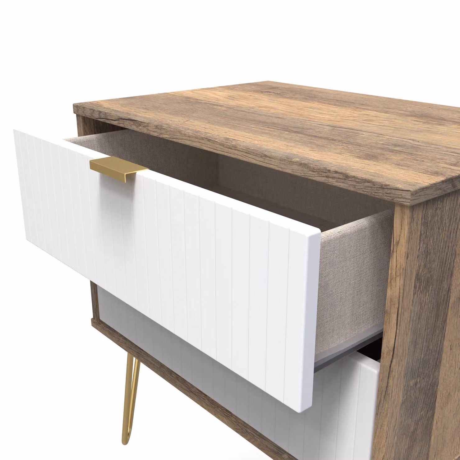 2 U Bexley Ready Assembled 2 Drawer Side Table in White, Gold and Multicolour – 3