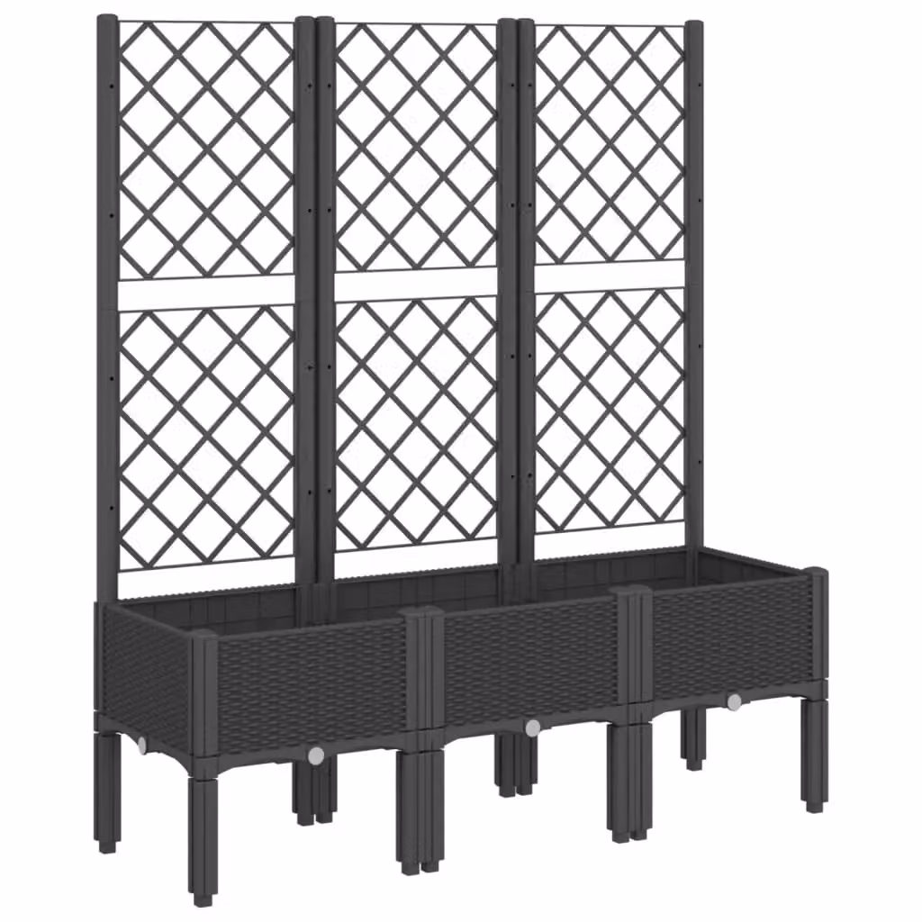 Berkfield Home Garden Planter with Trellis in Black, W/D/H: 120 x 40 x 142 cm – 2