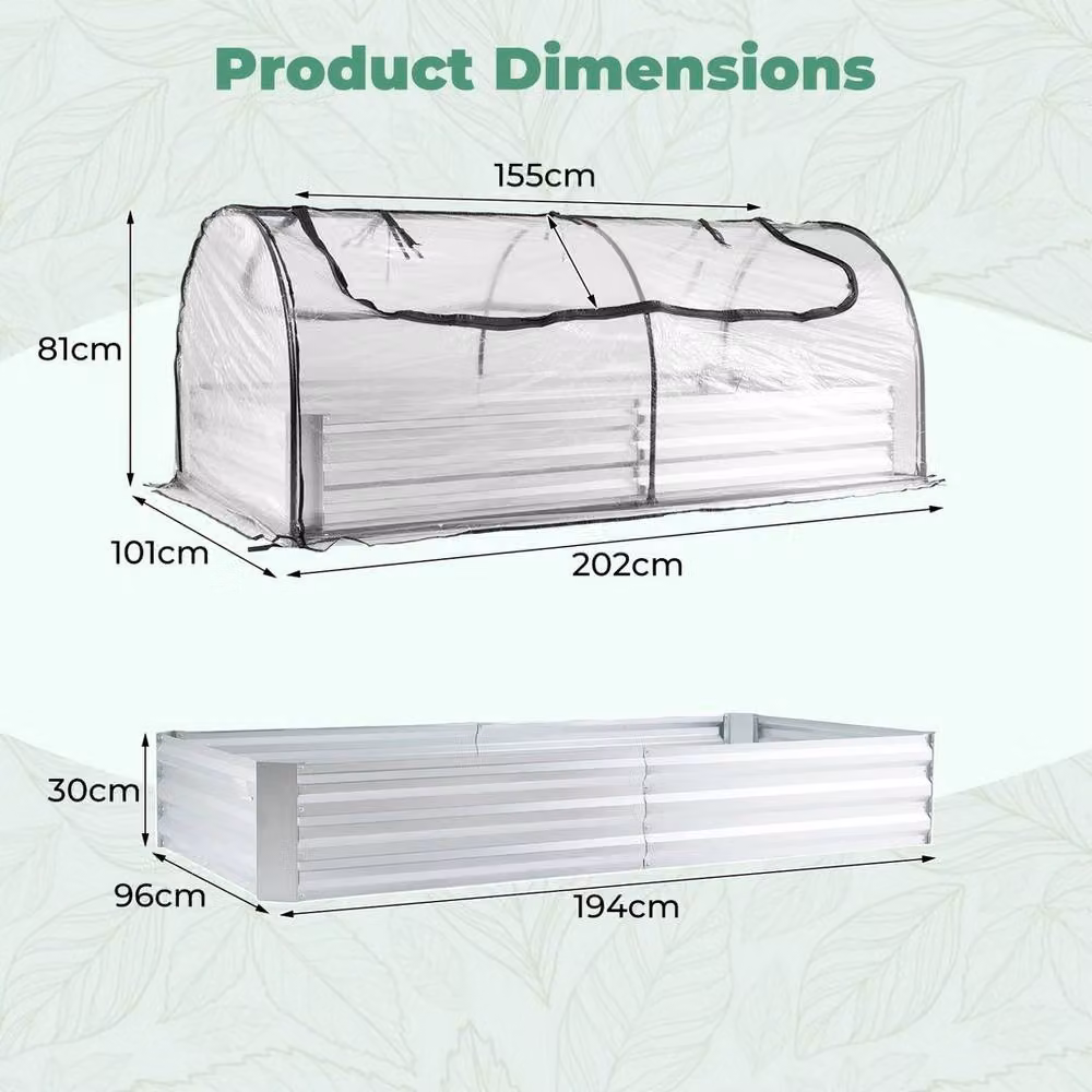SPETLEK Silver Outdoor Rectangular Raised Flower Growing Box Kit, W/D/H: 202 x 101 x 81 cm – 2