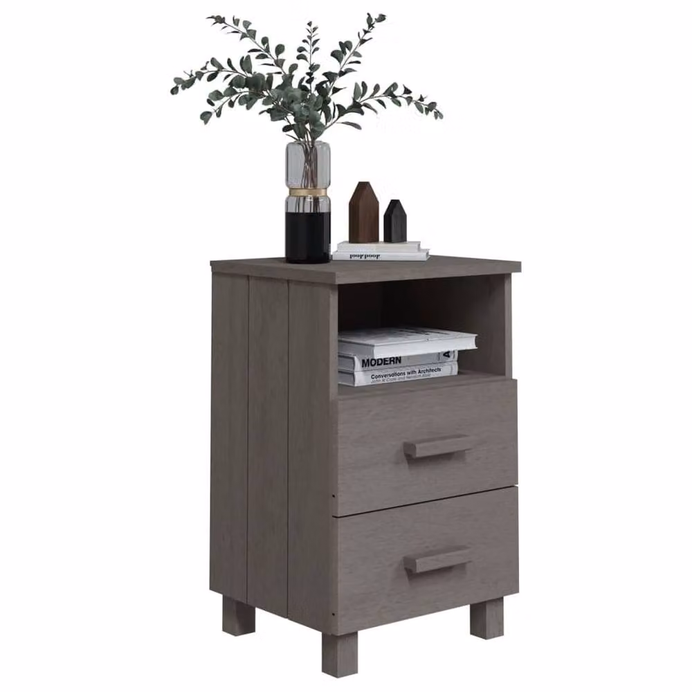Berkfield Home HAMAR Decorative Bedside Cabinets, 2 Pack, Light Grey, W: 40 cm, D: 35 cm, H: 62 cm – 5