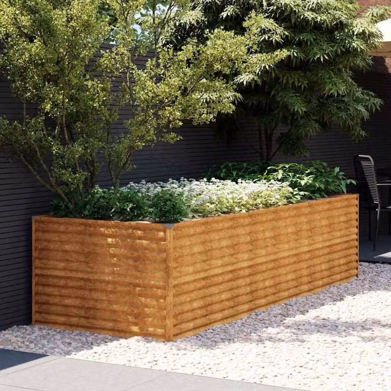 Berkfield Home Garden Corten Steel Raised Bed in Brown, W/D/H: 290 x 100 x 69 cm