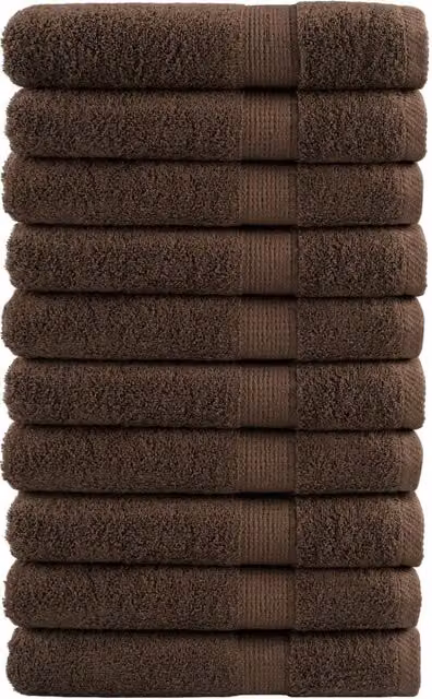 Berkfield Home SOLUND Premium Cotton Sauna Towels, 10 Piece Set, Brown, W: 80 cm, L: 200 cm, 600gsm