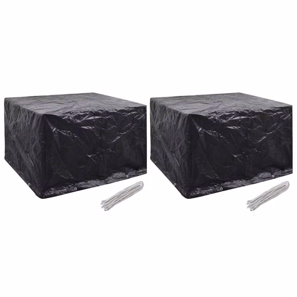 Berkfield Home Water Repellent Garden Bench Covers, 2 Pack, Black, W/D/H: 135 x 135 x 90 cm – 2