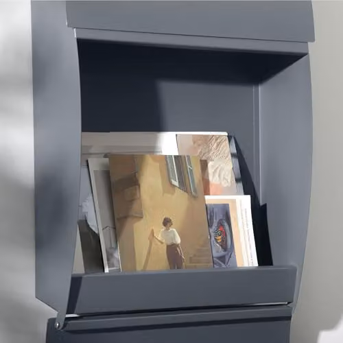 HOMCOM Wall Mounted Steel Letter Box in Anthracite Grey – 5