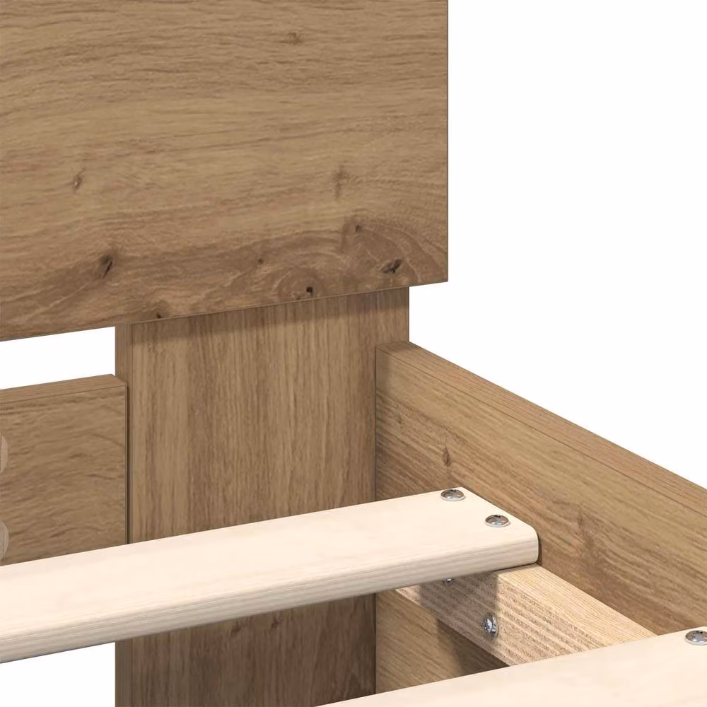 Berkfield Home Artisan Oak Bed Frame in Brown, Engineered Wood, W/D/H: 120 x 200 cm – 3