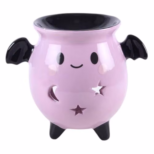 Something Different Wholesale Bat Cat Cauldron Ceramic Oil Burner in Purple – 1