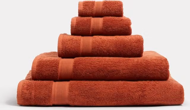 M&S Super Soft Pure Cotton Terry Towel in Rust Orange